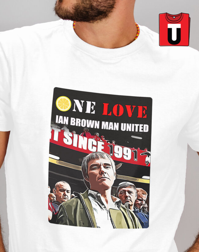 Ian Brown T-shirt Design Featuring Old Trafford Scene - Image 3