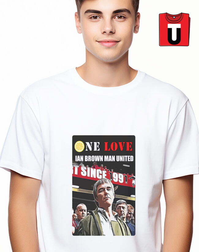 Ian Brown T-shirt Design Featuring Old Trafford Scene - Image 5